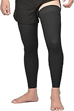 KEKING Full Leg Compression Sleeves, Unisex, Thigh High Compression Stocking 20-30mmHg Graduated Support for Thigh Calf Knee, Running, Basketball, Reduce Varicose Veins and Swelling, All Black L