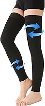KEKING® Thigh High Compression Stockings Footless, Unisex, 20-30mmHg Leg Support Compression Sleeves with Anti-Slip Silicone Band, Treatment Swelling, Varicose Veins, Edema, DVT, Black Medium