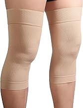 KEKING Orthopedic Brace for Tendinitis, Arthritis, ACL, MCL, Injury Recovery, Meniscus Tear, Knee Pain, Aching Knees, Patellar Tendonitis and Arthritis, Knee Compression Sleeves 2 Pack, Beige L
