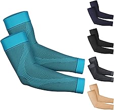 KEKING® Compression Arm Sleeves, Pair, Firm 20-30mmHg Graduated Compression Full Arm Support for Recovery, Pain Relief, Tendonitis, Golfers & Tennis Elbow Brace, Workouts Sports - Latex Free Blue XL