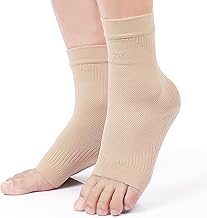 KEKING® Ankle Brace Compression Support Sleeve for Women & Men, Medical Ankle Compression Socks for Plantar Fasciitis, Foot & Ankle Swelling, Achilles Tendon Support, Arch Support, 1 Pair of Beige XXL